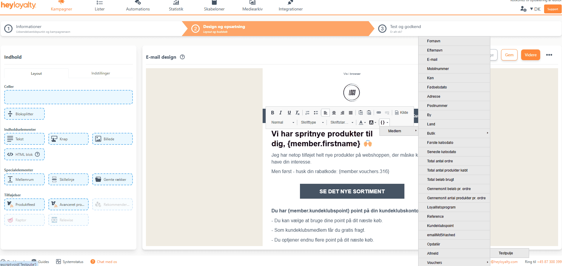 Indsæt i e-mails